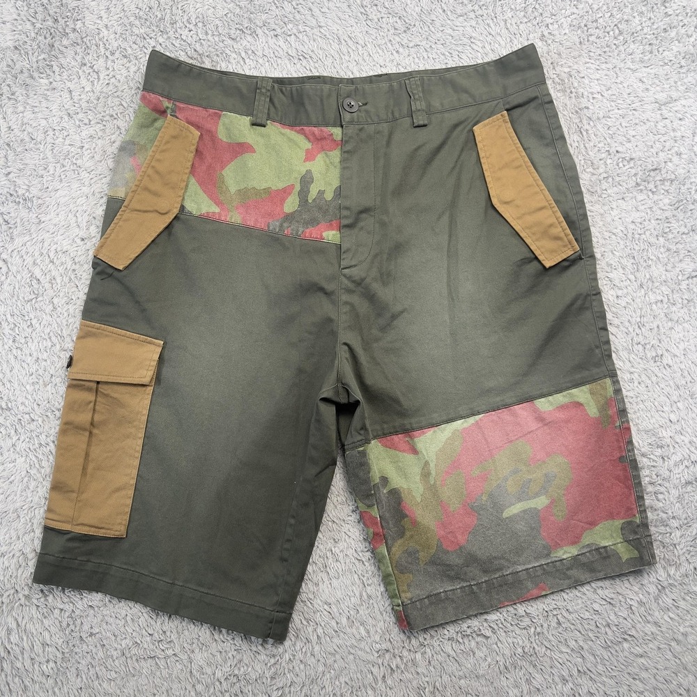 Manuel Ritz Cargo Shorts Mens 34 Camo Olive‎ Tan Canvas Army Field Outdoor IT 50